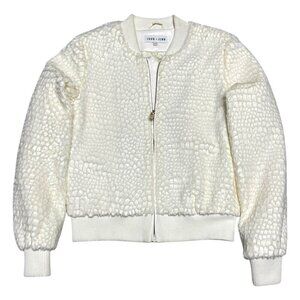 JOHN + JENN Faux Fur Scaled Luxury Designer Bomber Jacket Womens XS